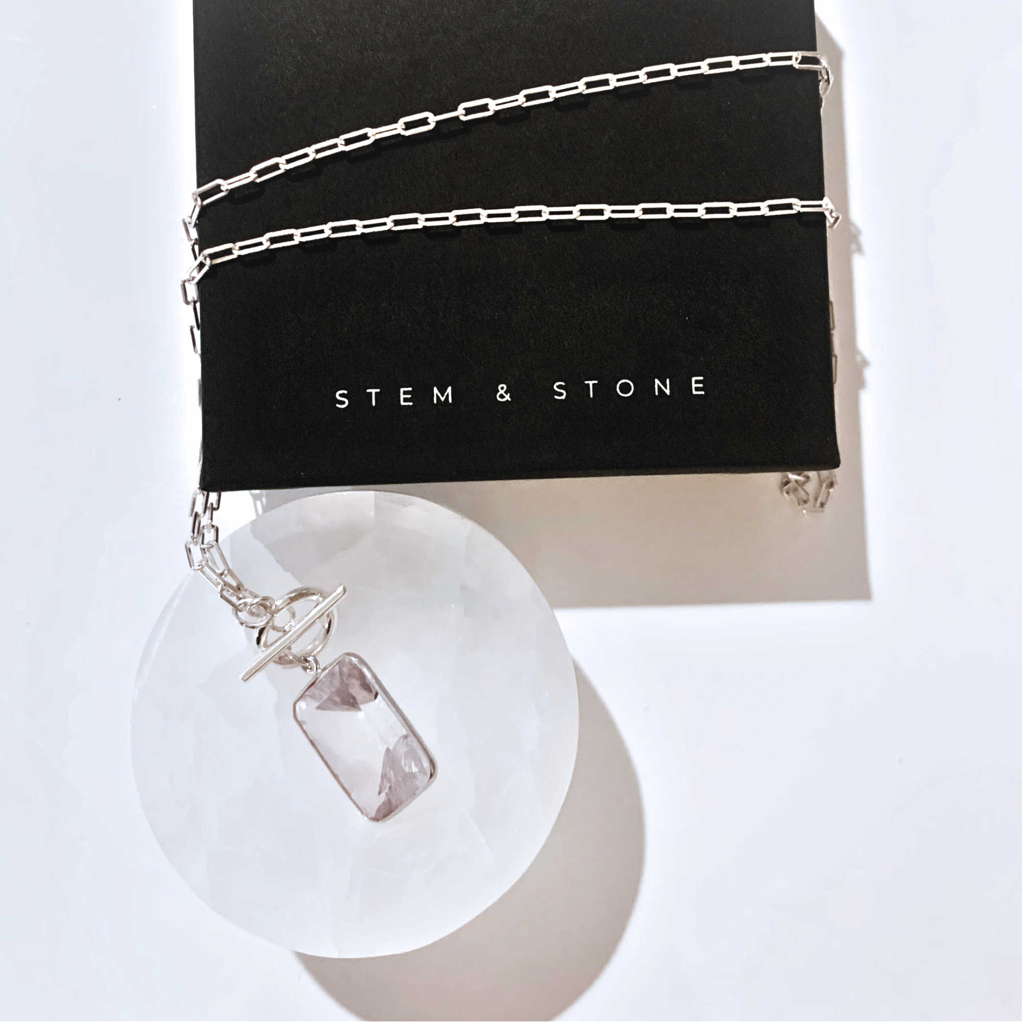 PINK AMETHYST PAPERCLIP CHAIN TOGGLE NECKLACE - My Store