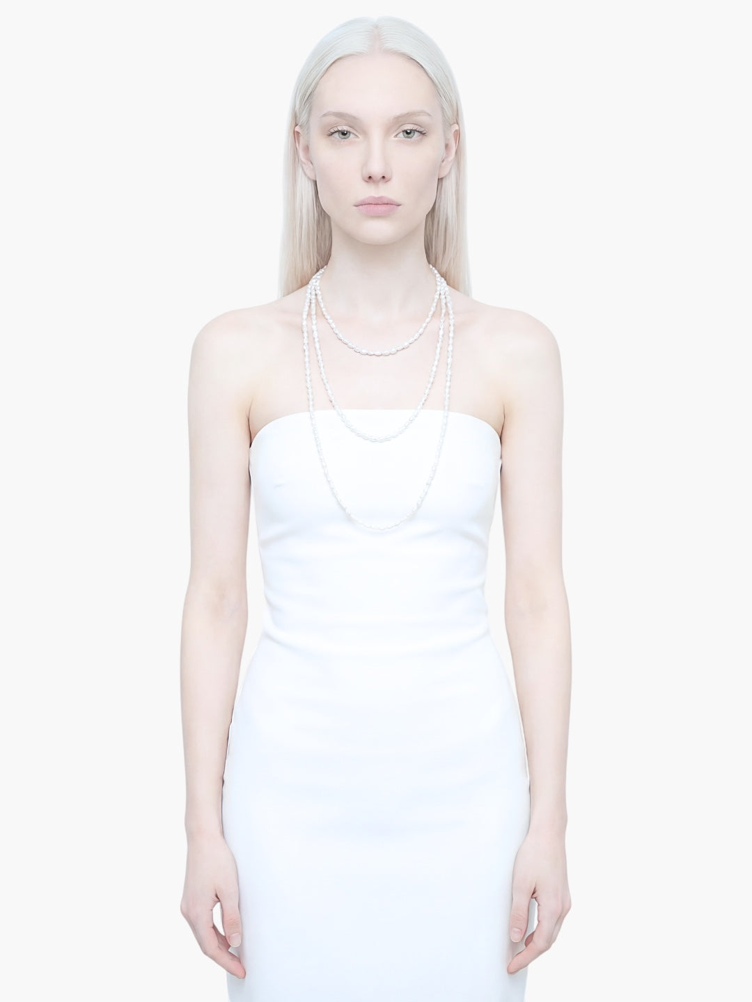 stem&stone vintage Japanese cultured pearls necklace with sterling toggle closure, soft white glow.